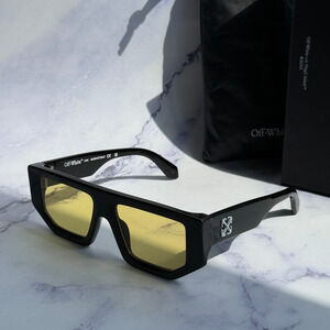 NEW Off White Vancouver Black Yellow Lens Unisex Sunglasses